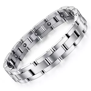 Magnet Armband Herren Edelstahl Armreif Silber Männer Armschmuck 11mm breit - Bild 1 von 6