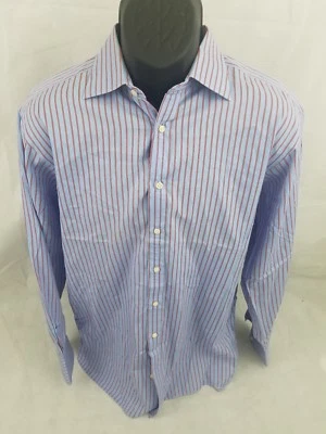 Thomas Pink Jermyn Street Long Sleeve Mens Shirt 16 1/2 Blue Red Stripes - Image 1 of 4