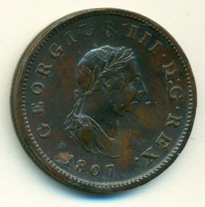 GRAN BRETAÑA 1/2 CENTAVO, 1807, EN MUY BUEN ESTADO/XF - Imagen 1 de 1