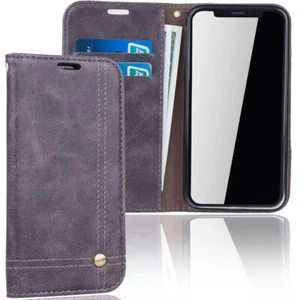 Handy Tasche Apple iPhone XS Flip Cover Case Schutz Hülle Wallet Schale Grau - Zdjęcie 1 z 7