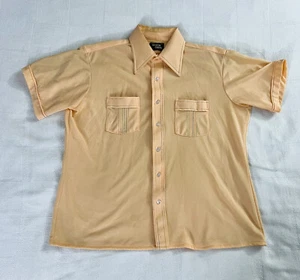 Vintage Arrow Carlton Crepe Men's 70s Shirt Dagger Pointed Collar Peach XL - Picture 1 of 11