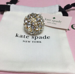NWT Kate spade New York pick a pearl cocktail ring crystal gold plated size 7