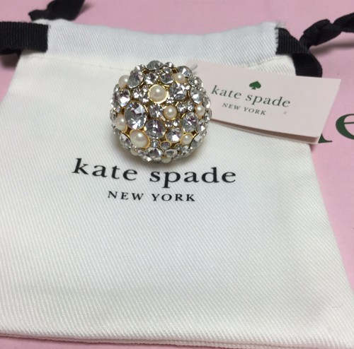 Anello cocktail Kate Spade New York pick a perla nuovo con etichette placcato oro taglia 7