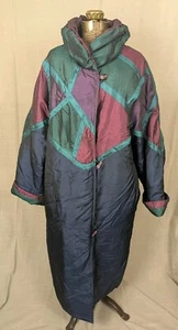 Vintage 1980's Imporio Gitano Women's Long Nylon Poly Blend Geometric Coat - Picture 1 of 11