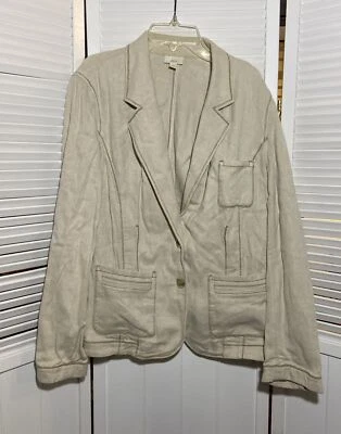 Blazer Jill Mujer 14 Beige Manga Larga 2 Botones Mezcla Lino Chaqueta Bolsillos Foto 1 de 4