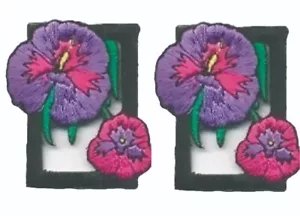 Orchid Flower Patch Embroidered Cut out Iron on Lot of 2 - Picture 1 of 2