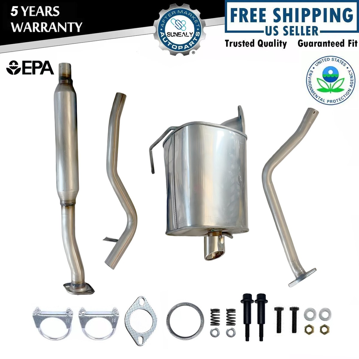Stainless Steel Resonator & Muffler Exhaust Kit For 1999-2002 Subaru Forester 2.5L – Direct Fit, Lifetime Warranty 2 thumbnail image
