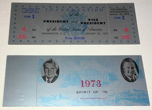 WHITE HOUSE 1973 FULL INAUGURATION PHOTO TICKET RICHARD NIXON & SPIRO AGNEW - Picture 1 of 2