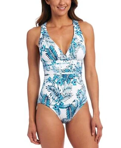 La Blanca 285343 Women Tranquility Palm Cross-Back One-Piece Swimsuit  US 16 - Picture 1 of 2