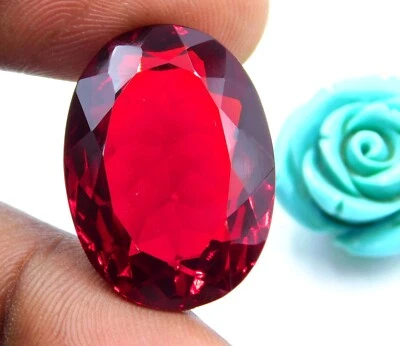 26.3 Cts 1 Pcs Lab Created Garnet Oval Cut Loose Gemstone 18x25 MM P-2857 - Image 1 of 4