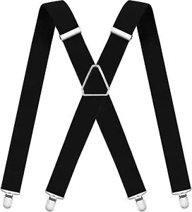 Mens Suspenders Adjustable Braces with 4 Strong Metal Clips Elastic X Back Heavy - Picture 1 of 7