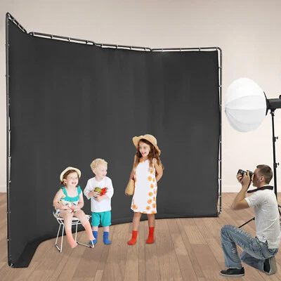 Telón de fondo de fotografía soporte decoración de fondo con estructura plegable de tela negra Foto 1 de 4