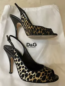 D&G Dolce & Gabbana Ladies Leopard Slingback Peep Toe Shoes - Size 37 / UK 4 - Picture 1 of 17
