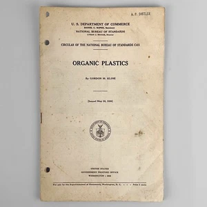 Rare VTG US Department Of Commerce May 1936 Organic Plastics 5 Cents book Manual - Picture 1 of 7