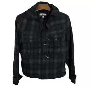 Chaqueta para hombre 7 FOR ALL HUMANITY mezcla de lana a cuadros capucha extraíble talla mediana - Imagen 1 de 14