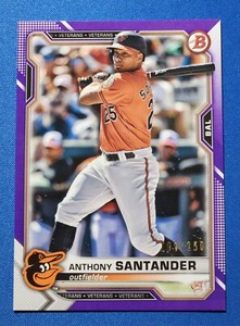 Anthony Santander 2021 Bowman Paper #3 Purple Parallel #'d 199/250 Baltimore