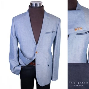 Ted Baker London Herringbone Sport Coat Jacket Blazer Sz 5/42R 2-button Linen - Picture 1 of 15