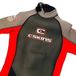 C-Skins Wetsuit Junior MS Atom F Childs Shortie 121-132cm Black Red VGC - Picture 1 of 12