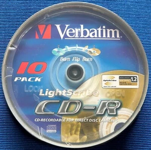 Broche 10 - VERBATIM - CD-R - LIGHTSCRIBE - 700 Mo/80 min - 1 à 52 x - NEUVE/EMBALLAGE D'ORIGINE/SLD - Photo 1/2