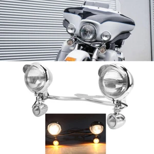 Passing Turn Signals Lamp Driving Fog Spot Light Bar Set For Harley Motorcycle - Picture 1 of 11