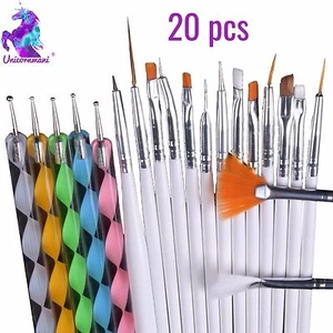 20pcs Nail BRUSH SET Dotting Acrylic UV Builder Art Gel Polish Painting KIT UK - Picture 1 of 11