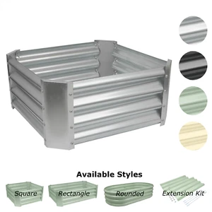 Raised Garden Bed Galvanised Steel Outdoor Flower Raised Planter Box Extender - Picture 1 of 41