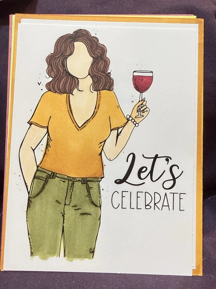 Juego de tarjetas para niñas niña vino celebrar otoño estampación Foto 1 de 1