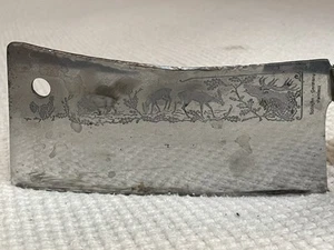 Coltello macellaio intaglio acciaio inox inciso vintage Germania Solingen manico cervo - Foto 1 di 9