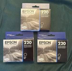 Epson - 220 Ink Cartridge - Black - FREE SHIPPING Lot of 3 - Picture 1 of 3