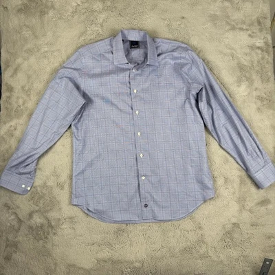 David Donahue Dress Shirt Plaid Checkered Button Down Long Sleeve 15 1/2 Career - Image 1 of 4