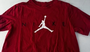Nike Air Jordan T Shirt Sz Youth Medium Red Jumpman Logo Spellout S/S - Picture 1 of 3