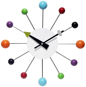 Orb Spoke Midcentury Modern 15 inch Retro Starburst Ball Wall Clock Quiet Qua... - Picture 1 of 7
