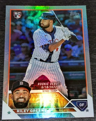 Riley Greene Detroit Tigers 2023 Topps Update Rainbow Foil Rookie Debut US298 - Image 1 of 3