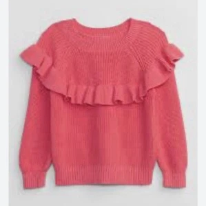 GAP Girl’s Ruffle Shaker-Stitch Sweater 4 Pink - Picture 1 of 6