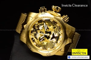 Invicta Men's Venom LION HEART Chronograph Gold Tone Mesh SS Watch 54mm - Picture 1 of 18