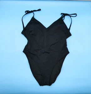 Victorias Secret Large Black Smooth V Neck Padded One Piece Swimsuit Beach Swim - Picture 1 of 8