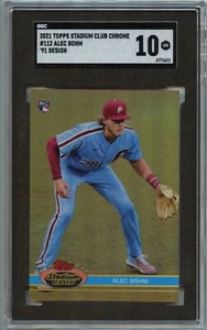 Alec Bohm rookie 2021 Topps Stadium Club Chrome #112 '91 Design SGC 10 GEM MINT - Picture 1 of 2