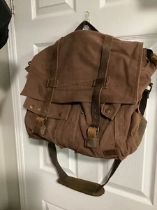 LIFEWIT Brown Canvas & Leather Crossbody Messenger Laptop Men Man Bag - Picture 1 of 1
