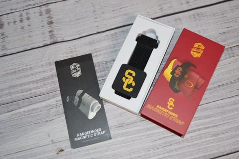 Blue Tees Golf USC Trojans Magnetic Range Finder Strap Open Box Cover