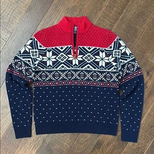 Vineyard Vines Long Sleeve Fair isle Wool 1/4 Zip Sweater Boys Large 16  - Picture 1 of 7