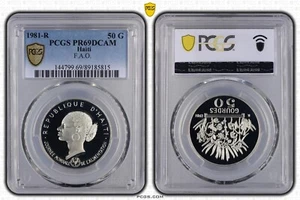 HAITI 50 Gourdes 1981 Silver PCGS PR69 DCAM FAO Woman Top Grade - Picture 1 of 1