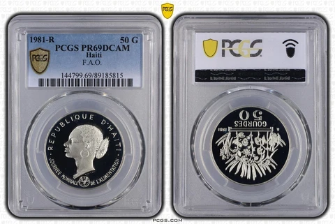 HAITI 50 Gourdes 1981 Silver PCGS PR69 DCAM FAO Woman Top Grade Cover