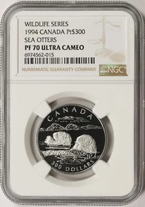 1994 Canada 300 $ Platinum Wildlife Series Sea Otters NGC PF70 Ultra Cameo - Bild 1 von 4