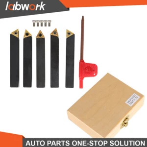 Labwork 5Pcs 3/8" Lathe Indexable Carbide Insert +Turning Tooling Bit Holder Set - Bild 1 von 14