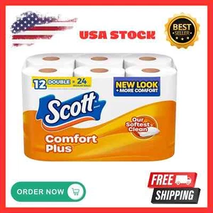 Scott ComfortPlus Toilet Paper, 12 Double Rolls,231 Sheets per Roll, Septic Safe - Picture 1 of 6