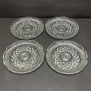 4 Anchor Hocking Wexford Clear Scalloped Rim Glass Bread and Butter Plates 6" - Picture 1 of 6