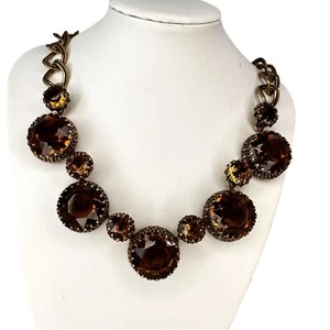Henkel & Grosse for Dior Rootbeer Art Glass Necklace Vintage Dog Tooth Setting - Picture 1 of 12