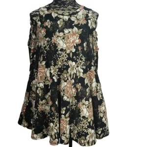Pomelo Swing Kleid schwarz Blumen Medium Cold Shoulder - Bild 1 von 9
