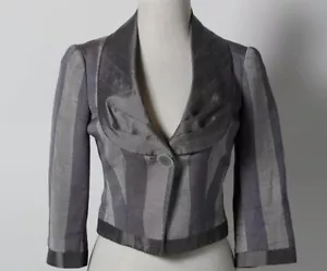 EMPORIO ARMANI AUTH NEW $699 Women Gray Button Down Long Sleeve Jacket Size 4 - Picture 1 of 8