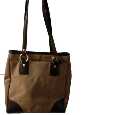 Bolsa de ombro Nine & Co lona com acabamento em couro sintético, marrom/castanho. - Imagem 1 de 4